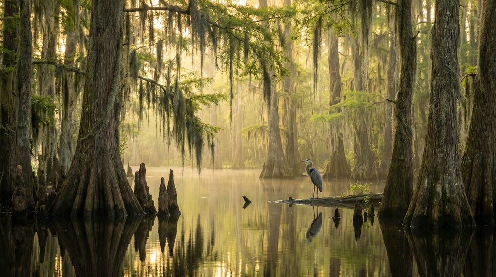 A Louisiana cypress swamp at dawn