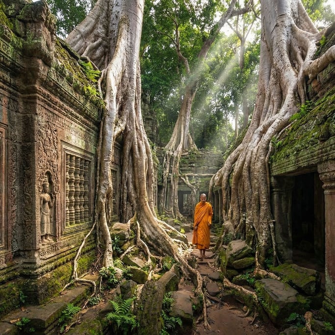 Ta Prohm temple ruins in Cambodia