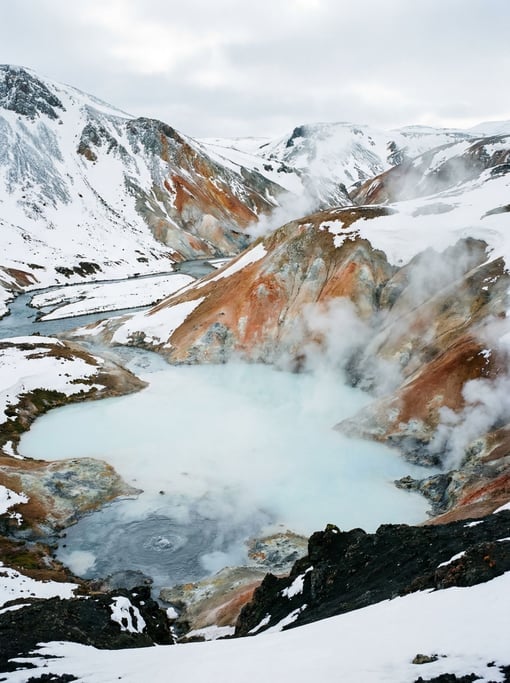 A natural hot spring pool in the Icelandic highlands