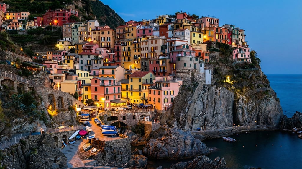 Riomaggiore in Cinque Terre at blue hour