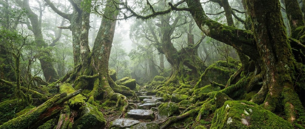Ancient Yakushima cedar forest on the Japanese island