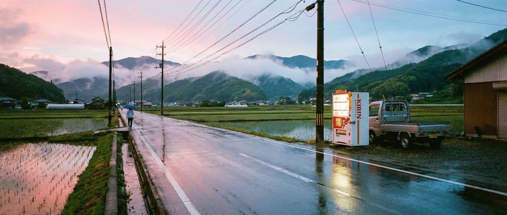 A rural Japanese road after rain