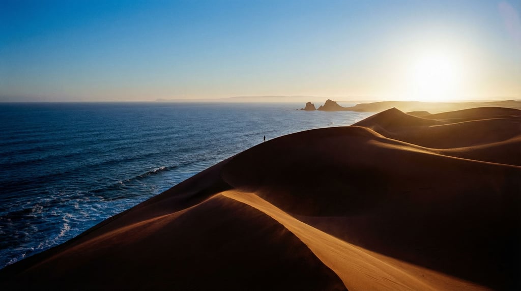 Red sand dunes meeting the Atlantic Ocean (rj9zh9hl)