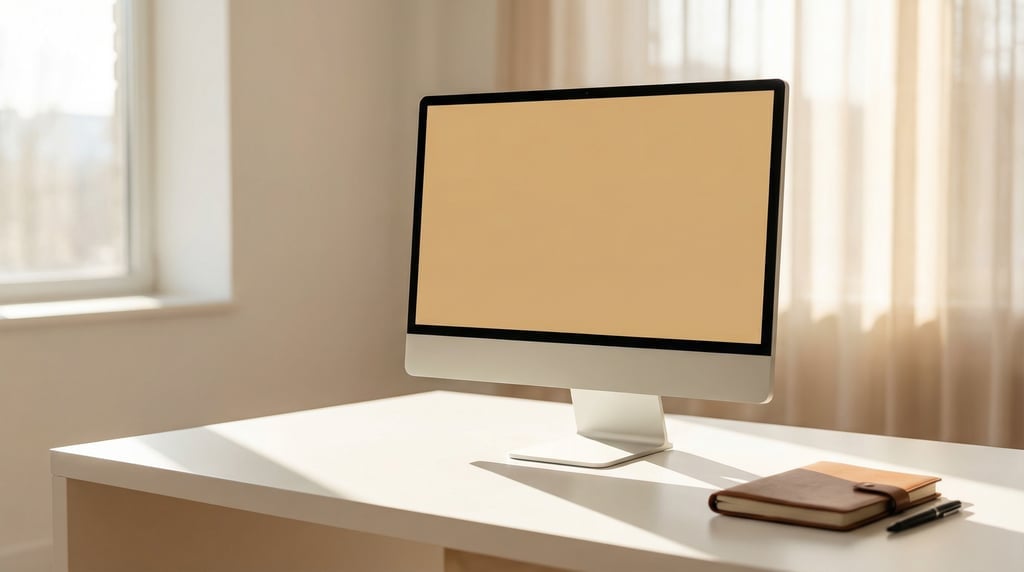 All-in-one desktop computer on a clean minimal white desk