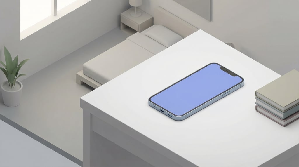 Isometric view, modern smartphone on a clean minimal white desk