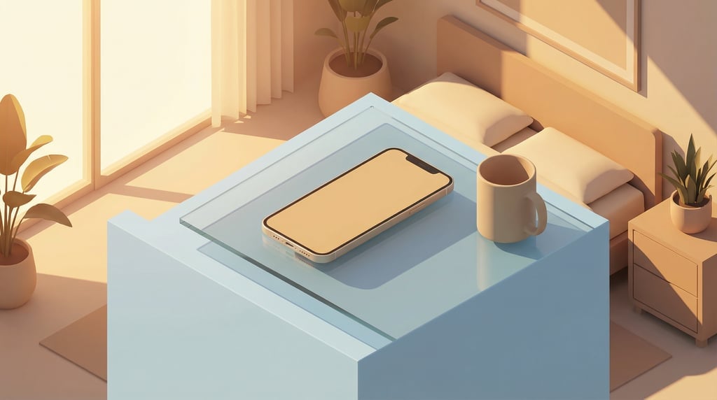Isometric view, modern smartphone on a glass desk