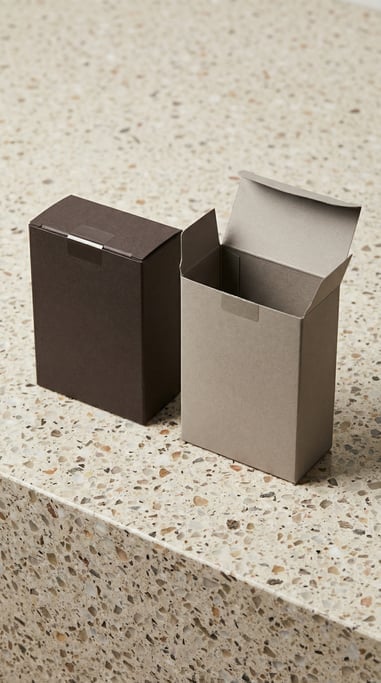 Magnetic closure box, pair of boxes one open one closed, each a different color — matte espresso