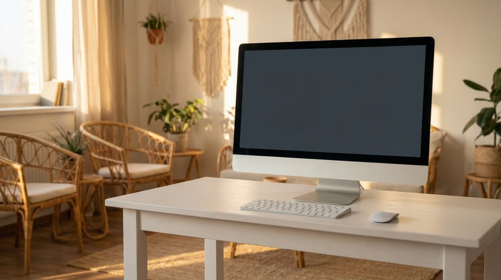 Modern all-in-one computer on a clean white desk