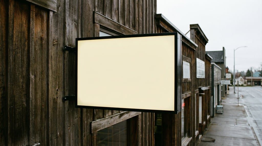 Backlit lightbox sign mounted on a timber-clad facade