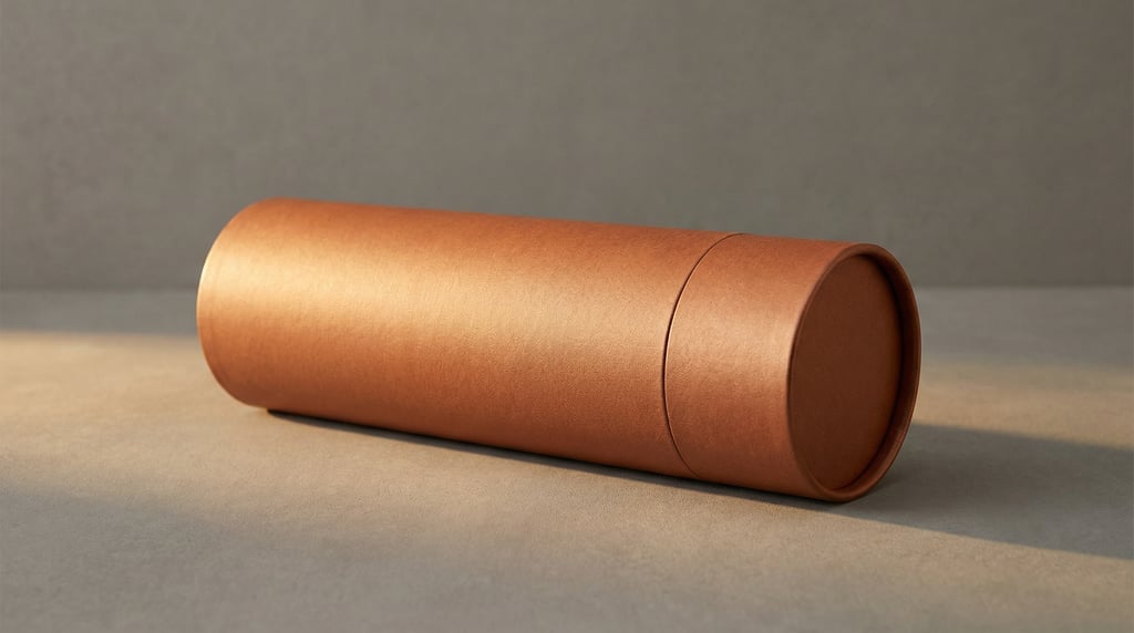 Tall wine bag in matte copper, lying on its side