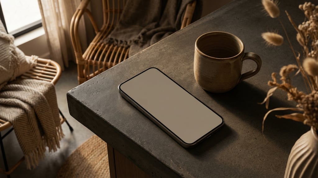 Large-screen smartphone on a dark concrete surface