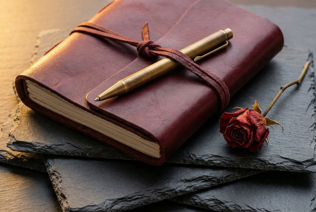 Deep burgundy leather with a wrap-around tie closure