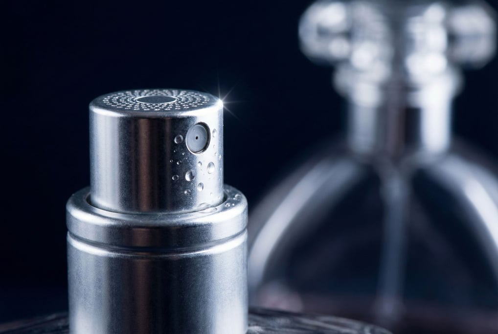 Macro shot of a perfume bottle atomizer mechanism