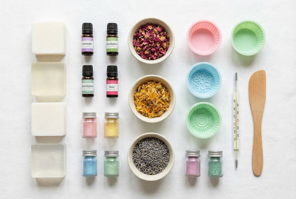 Neat grid on white: melt-and-pour soap base blocks