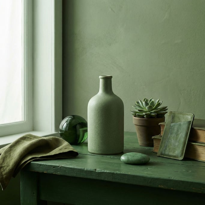 On a surface stained forest green