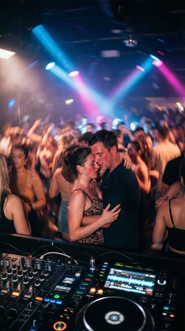 A packed dance floor at a Latin music night