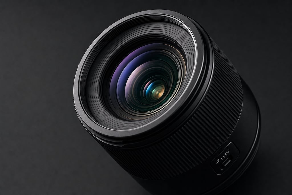 Upscale image of a high-definition camera lens with multicolored reflections