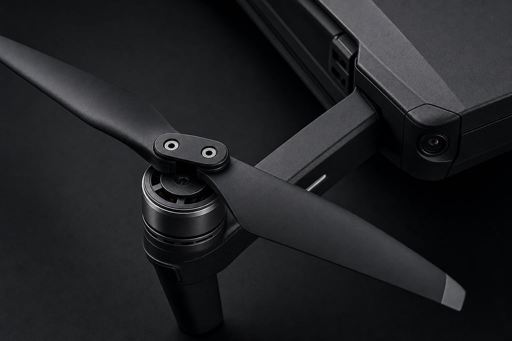 Macro image of a drone's propeller and aerodynamic design
