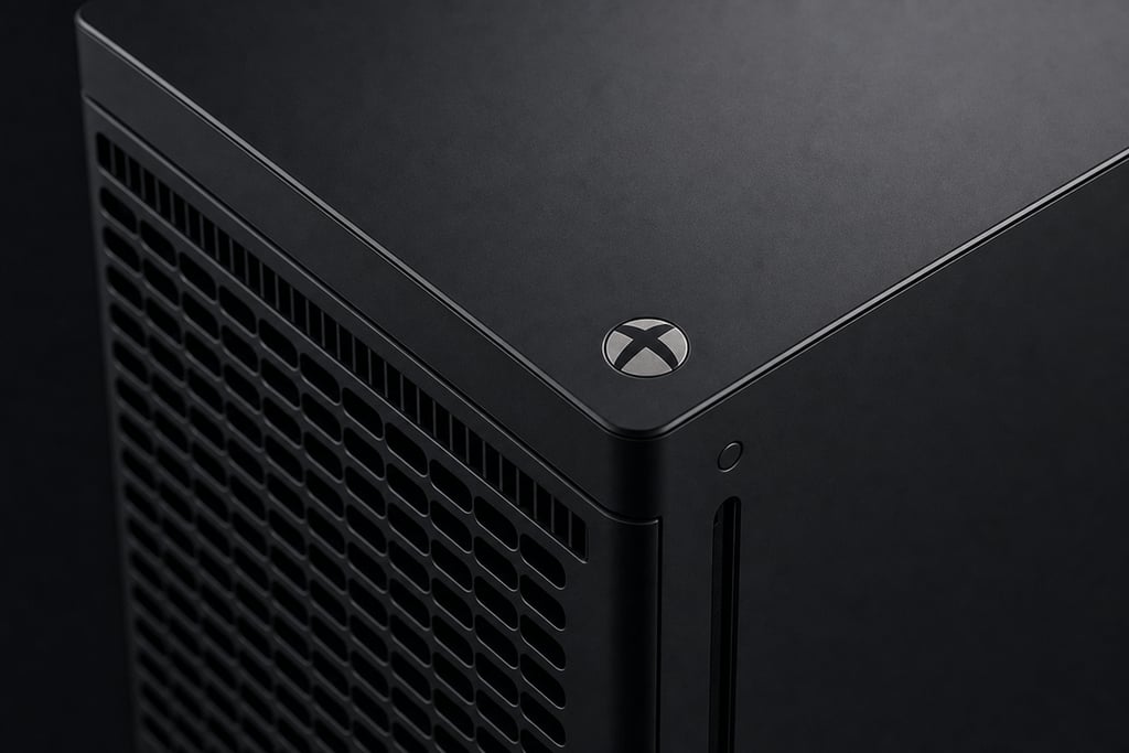 Detailed shot of a next-gen gaming console with visible vent detailing
