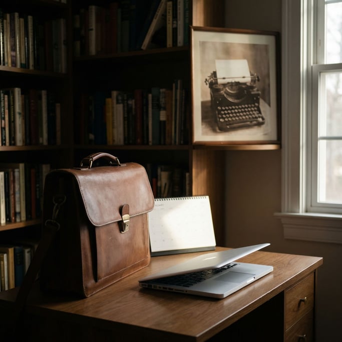 A laptop half-open in a dim room, screen light cutting through the darkness softly (sp0cmrwn)