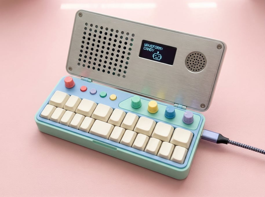 A concept portable synthesizer in a compact clamshell form factor