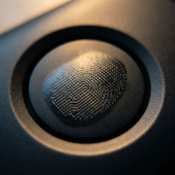 Extreme macro of a fingerprint sensor surface on a matte black device