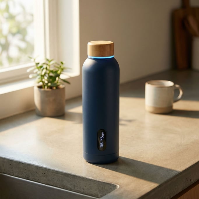 A concept smart water bottle with an integrated TDS sensor