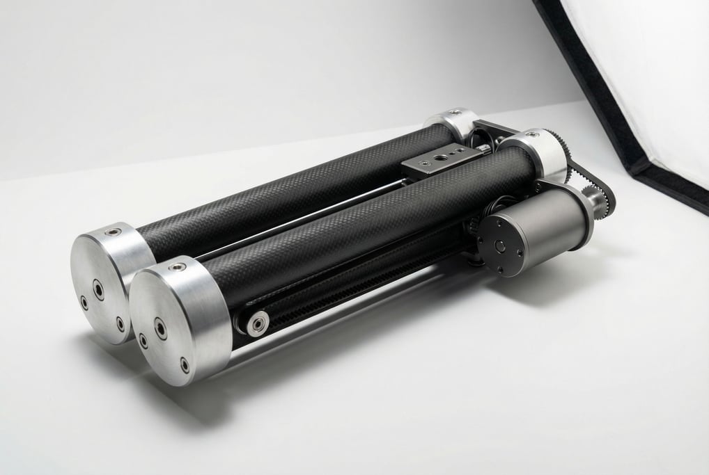 A concept motorized camera slider in compact folded form