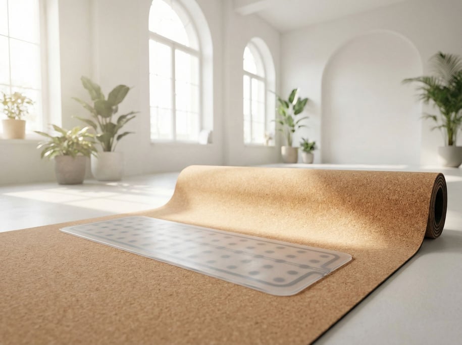 A concept smart yoga mat sensor strip in flexible translucent silicone