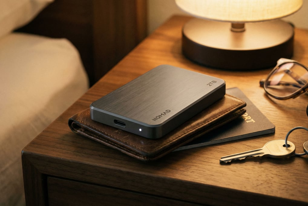 A concept external SSD in the shape of a credit card but thicker