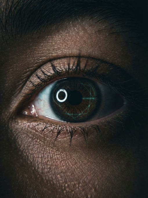 A person wearing concept AR contact lenses