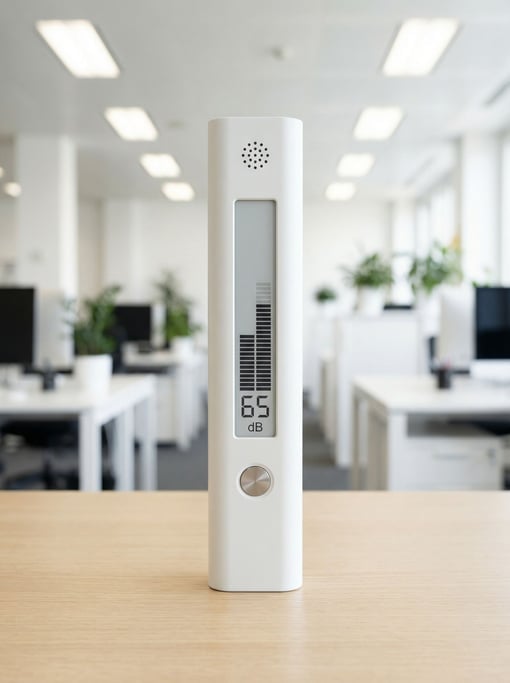 A concept sound level meter in a slim vertical form