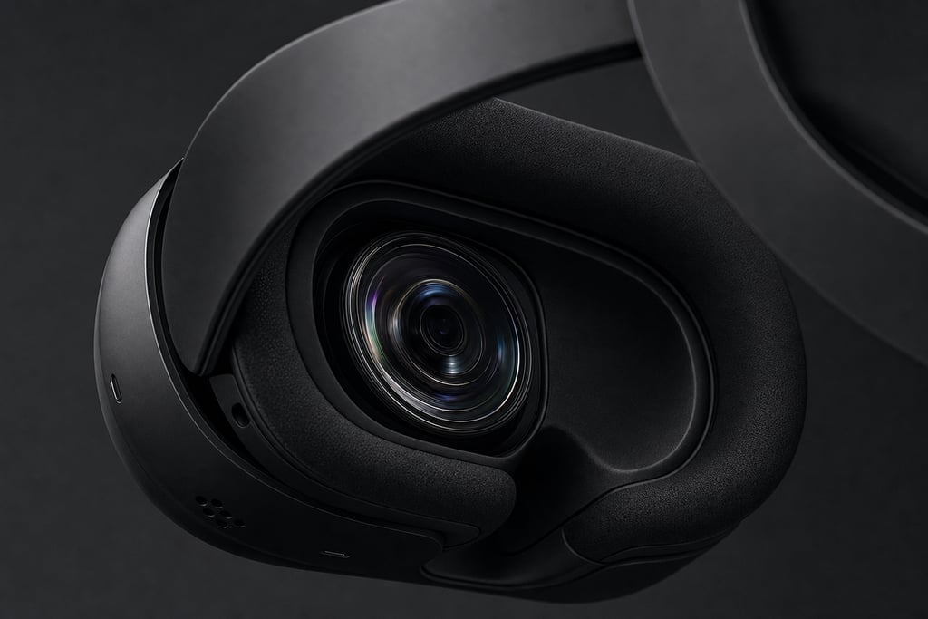 Detailed view of a futuristic VR headset lens