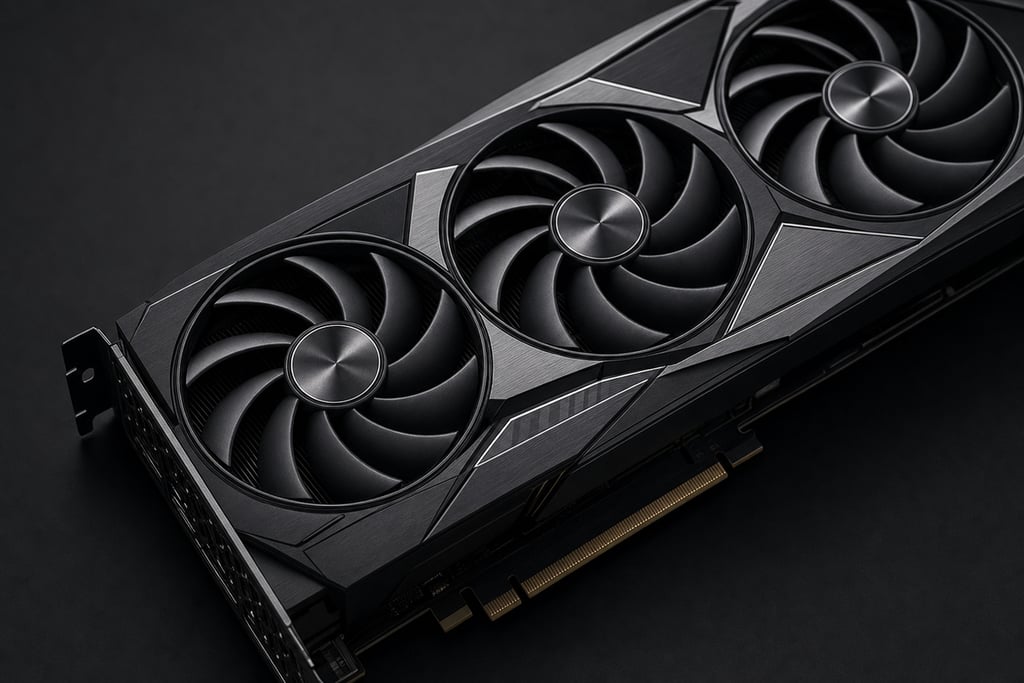 Macro shot of a cutting-edge graphics card with intricate fan design