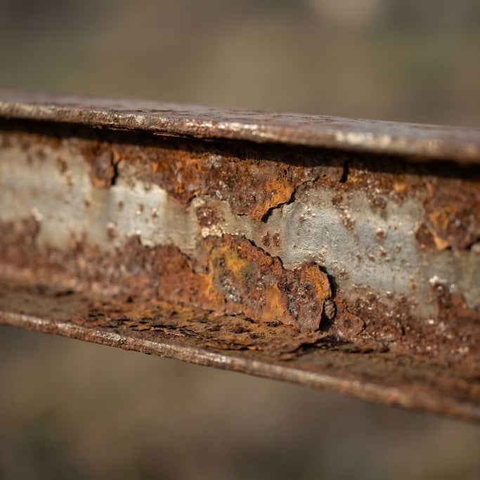 Extreme close-up of Rust forming on industrial steel