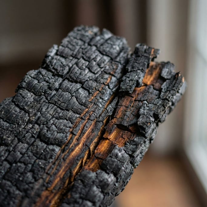 Extreme close-up of Charred wood surface (fxcyu23f)