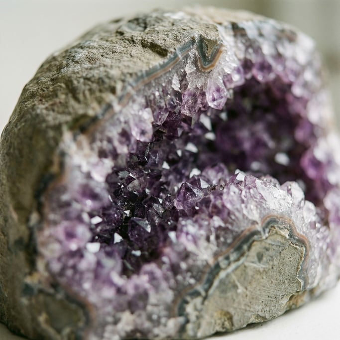 Extreme close-up of Cross-section of a geode