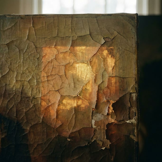 Detail photograph of Cracked oil painting surface (6hrwwrfi)