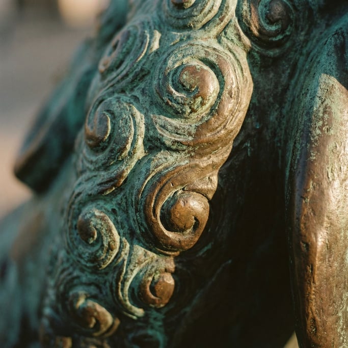 Detail photograph of Oxidized bronze sculpture surface (qzu6fzmj)