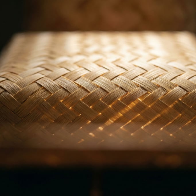 Detail photograph of Woven bamboo mat macro