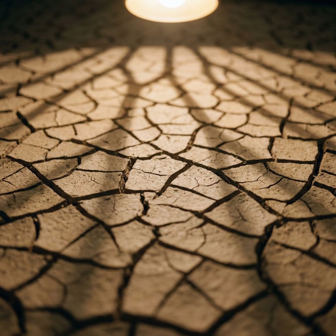 Extreme close-up of Cracked dried earth in a riverbed (xjxlrjab)