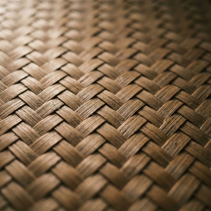 Extreme close-up of Woven bamboo mat macro