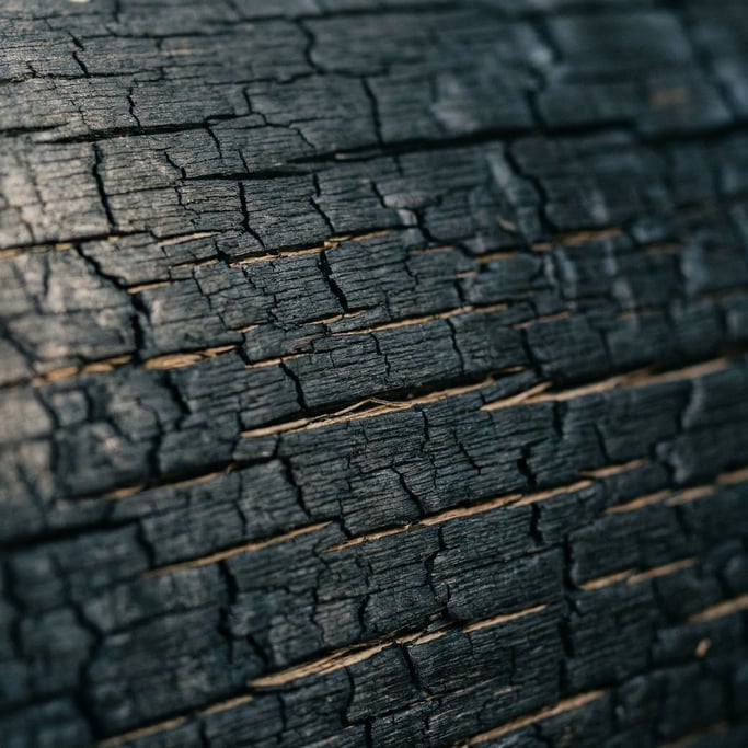 Extreme close-up of Charred wood surface (ovqafvjc)