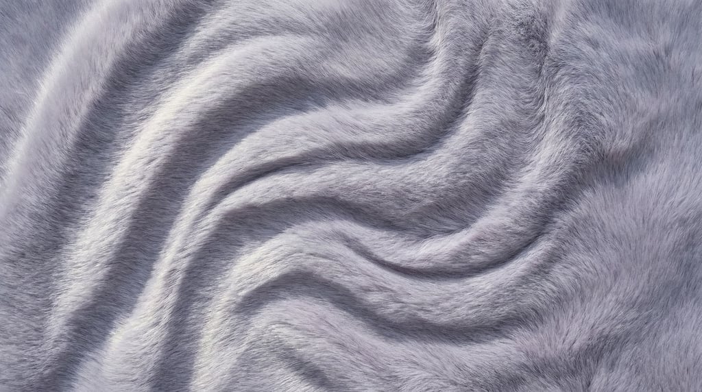 Lavender-grey rabbit fur in ultra-short dense velvet filling the frame completely