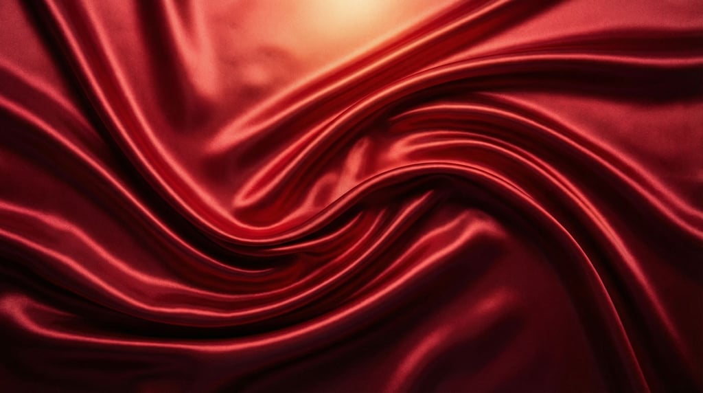 Crimson silk charmeuse flowing in liquid folds filling the entire frame