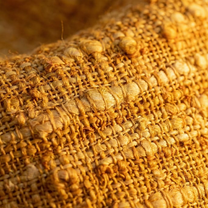 Saffron-yellow raw silk in slubby textured weave