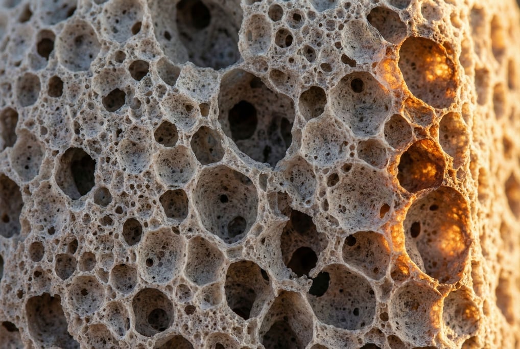 Volcanic pumice in extreme close-up filling the frame