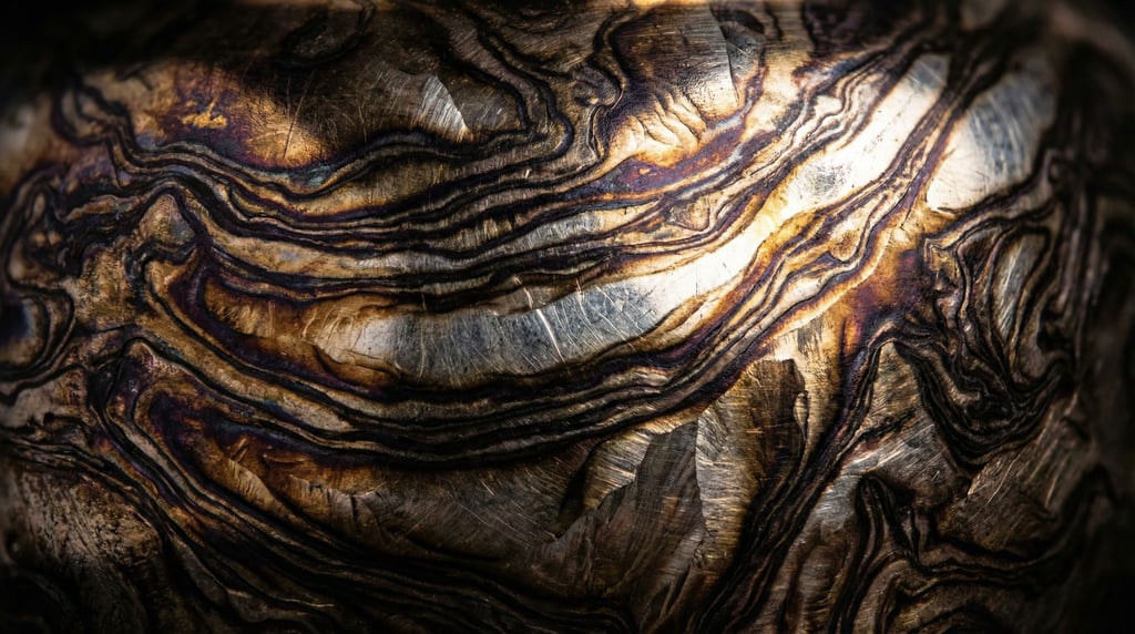 Tarnished silver in complex sulfide patterns filling the frame