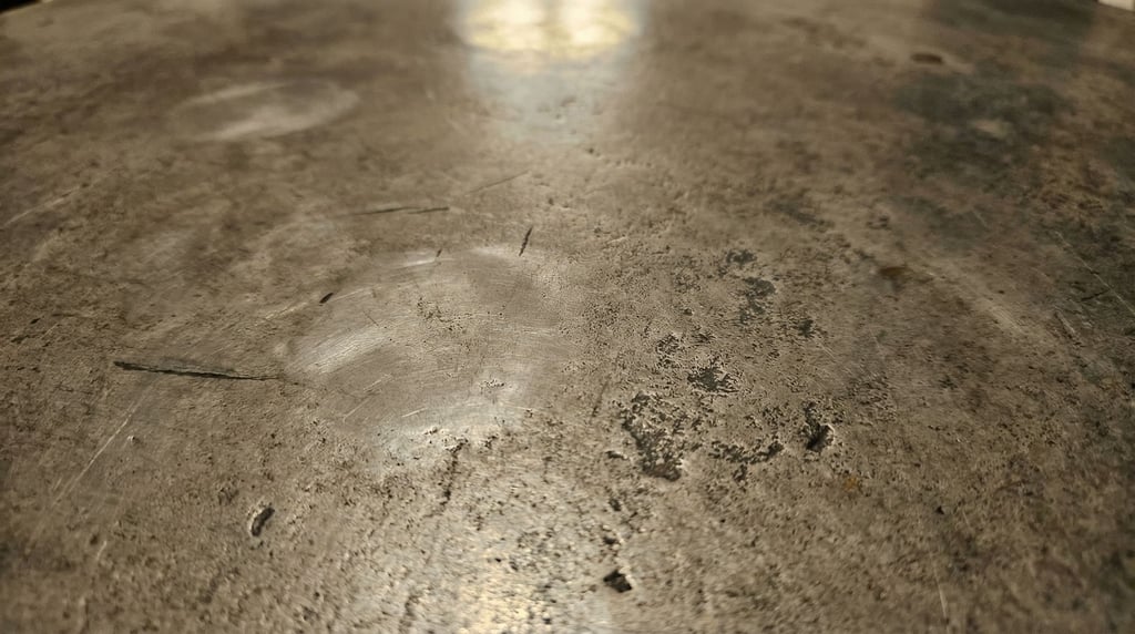 Aged pewter surface with a soft grey sheen filling the frame