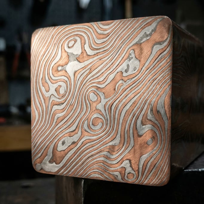 Mokume-gane billet in cross-section captured at macro scale